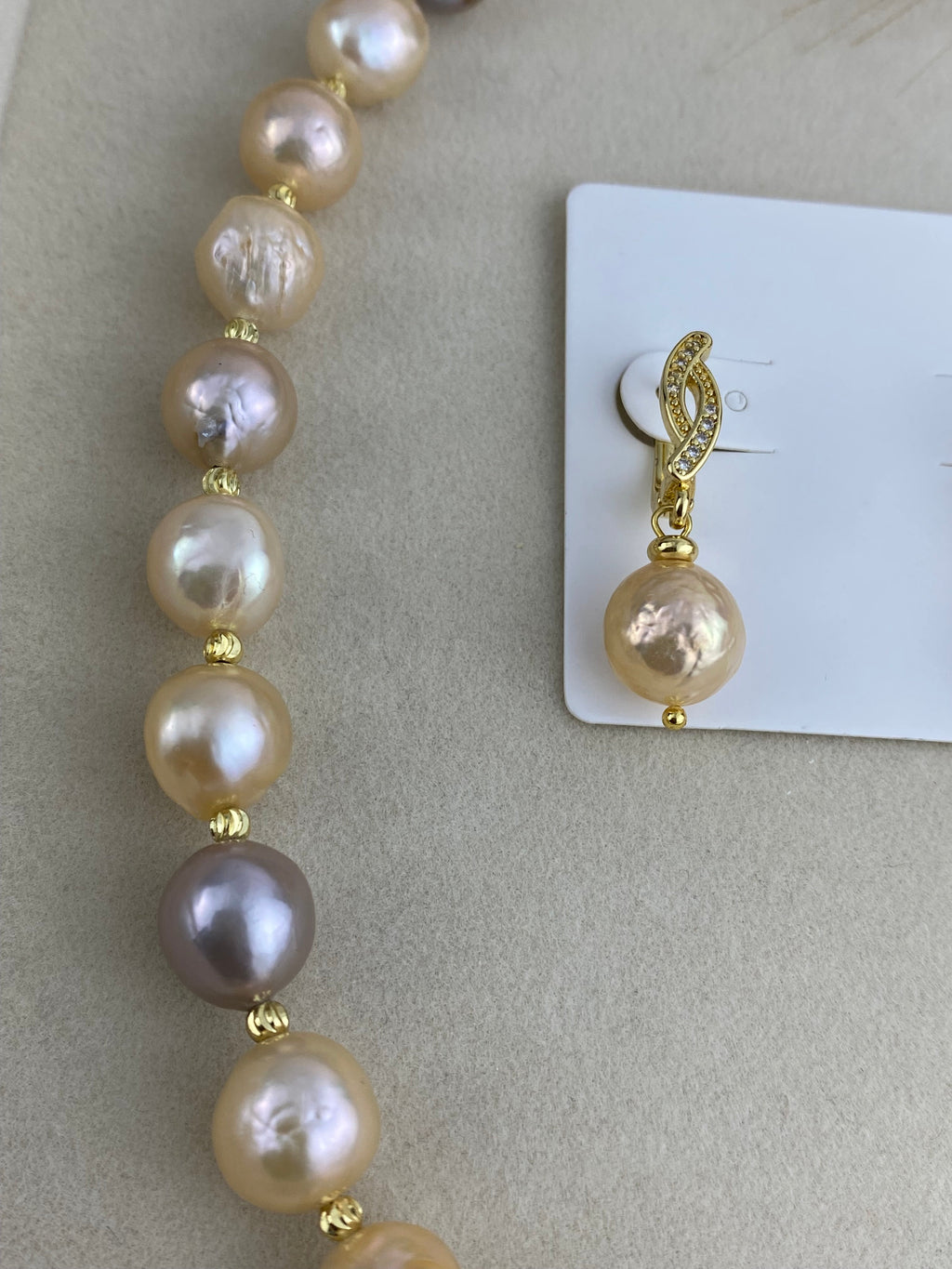 Candy Color Baroque Pearl Necklace & Earrings Set. Choker Necklace.
