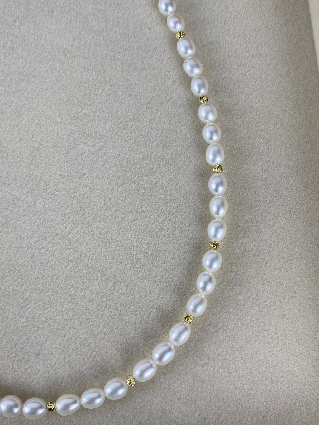 Freshwater Pearl Necklace with Gold Accents | 5-6mm| Wedding Necklace.