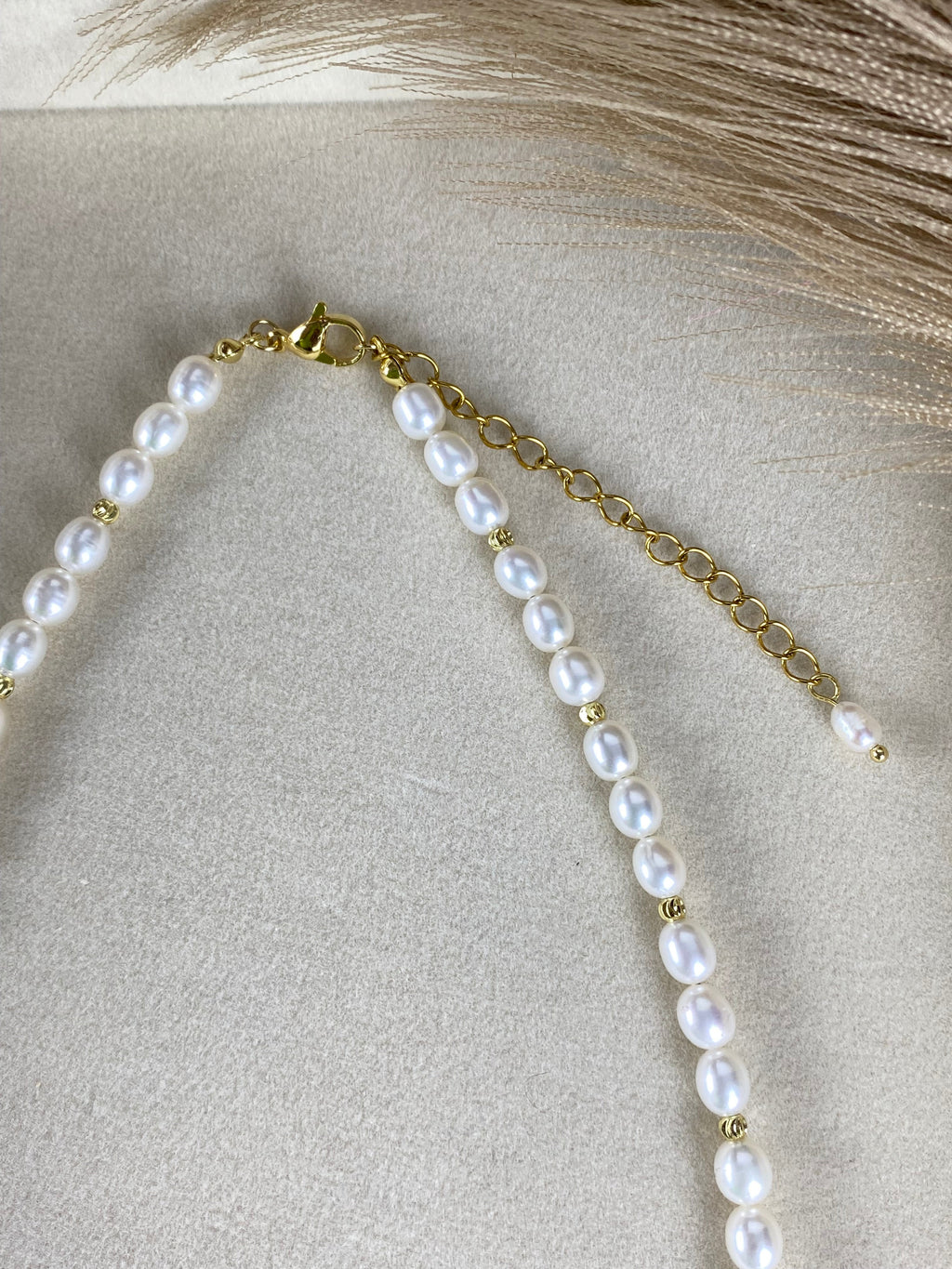 Freshwater Pearl Necklace with Gold Accents | 5-6mm| Wedding Necklace.
