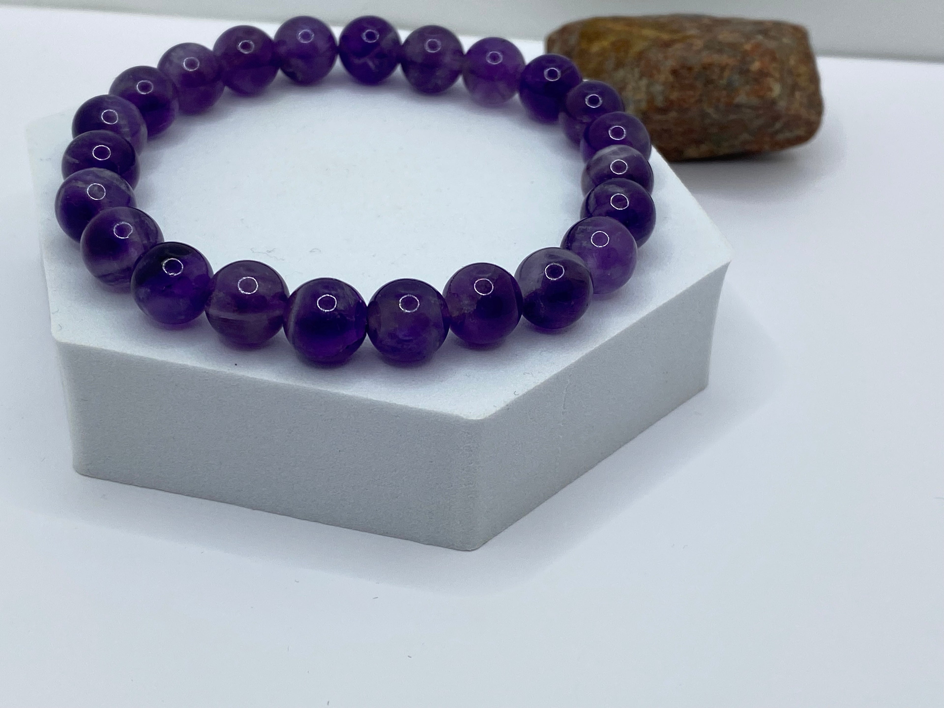 Natural Purple Amethyst Stretch Bracelet.