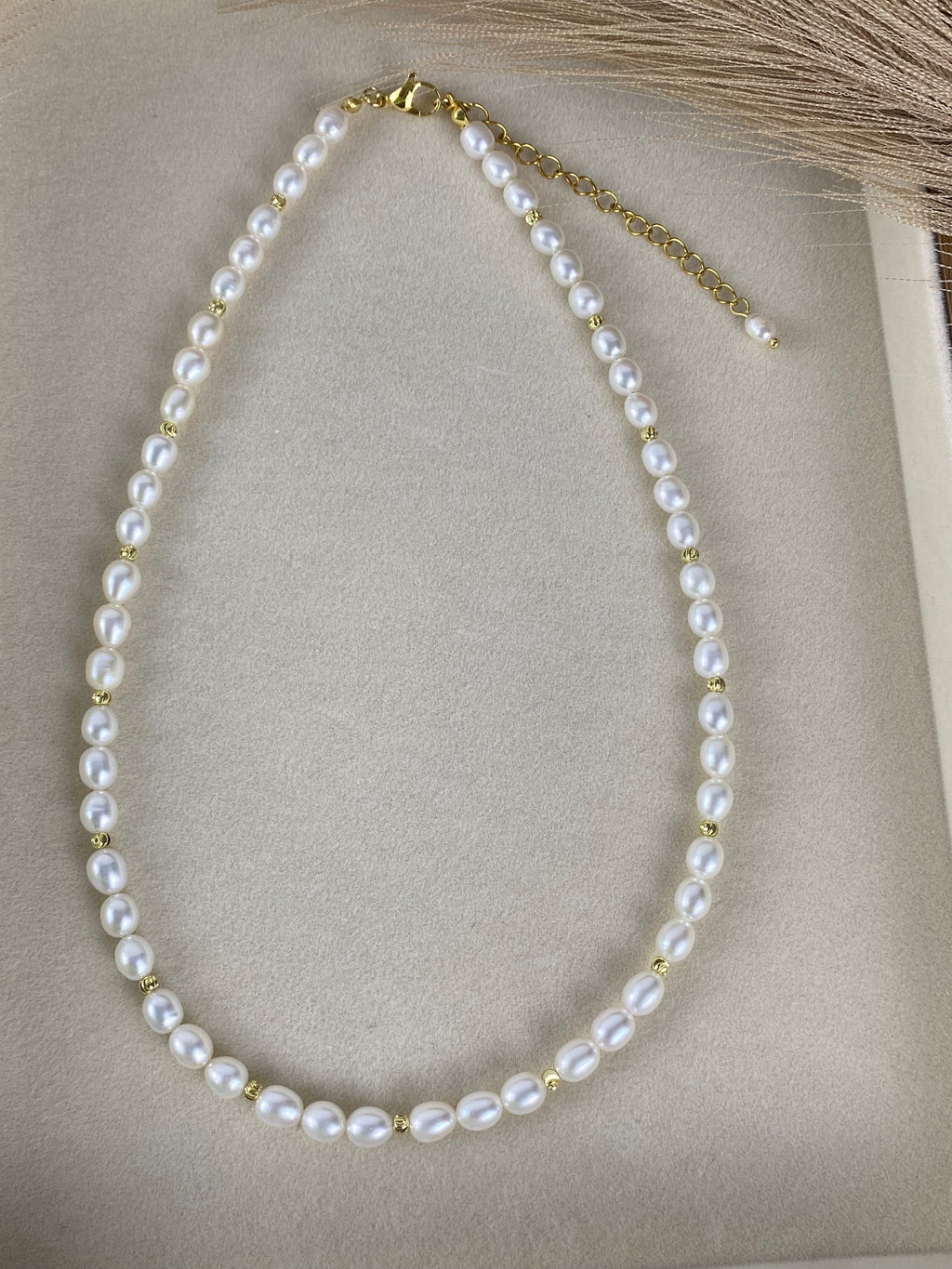 Freshwater Pearl Necklace with Gold Accents | 5-6mm| Wedding Necklace.