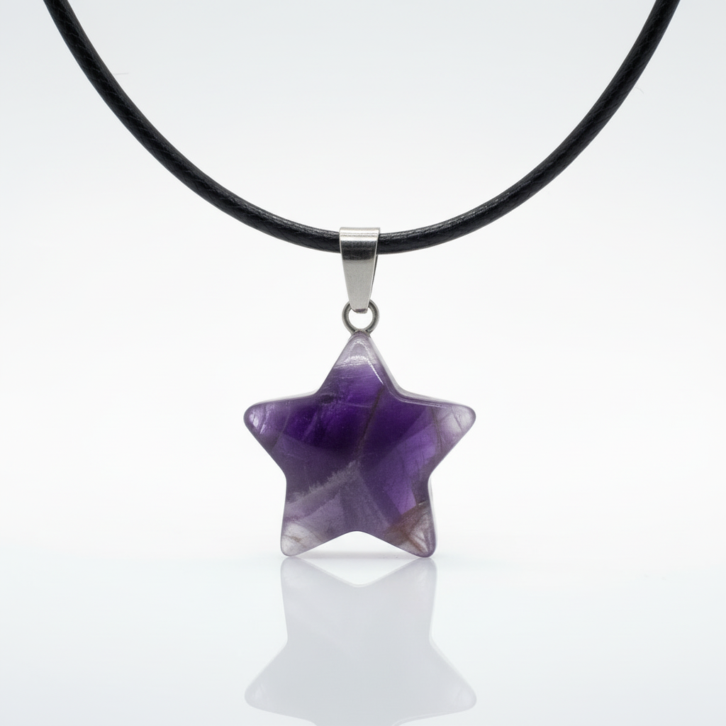 Gemstone Star Pendant Necklace | Natural Crystal Star Necklace
