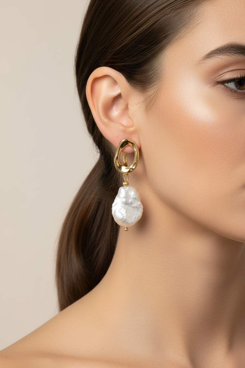 Baroque Pearl Earrings – Realistic Model
