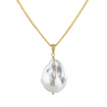 Big Baroque Pearl Pendant Necklace | 18K Gold Plated | Statement Bridal Jewelry
