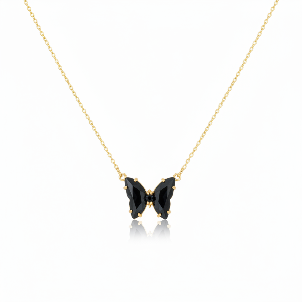 Crystal Blinky Butterfly Necklace | Gold Chain | 5 Colors