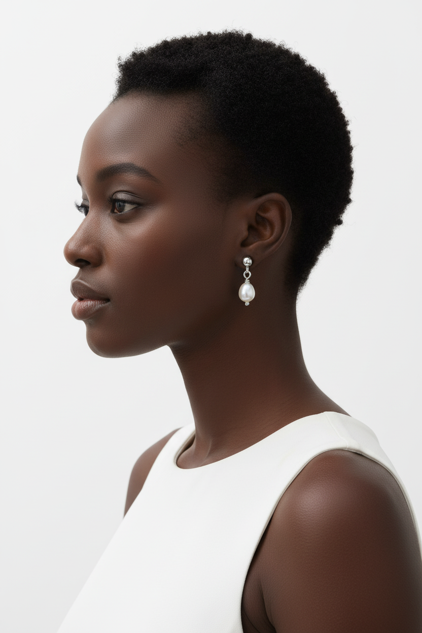 Sterling Silver 925 Freshwater Pearl Drop Stud Earrings | Bridal Pearl Earrings.