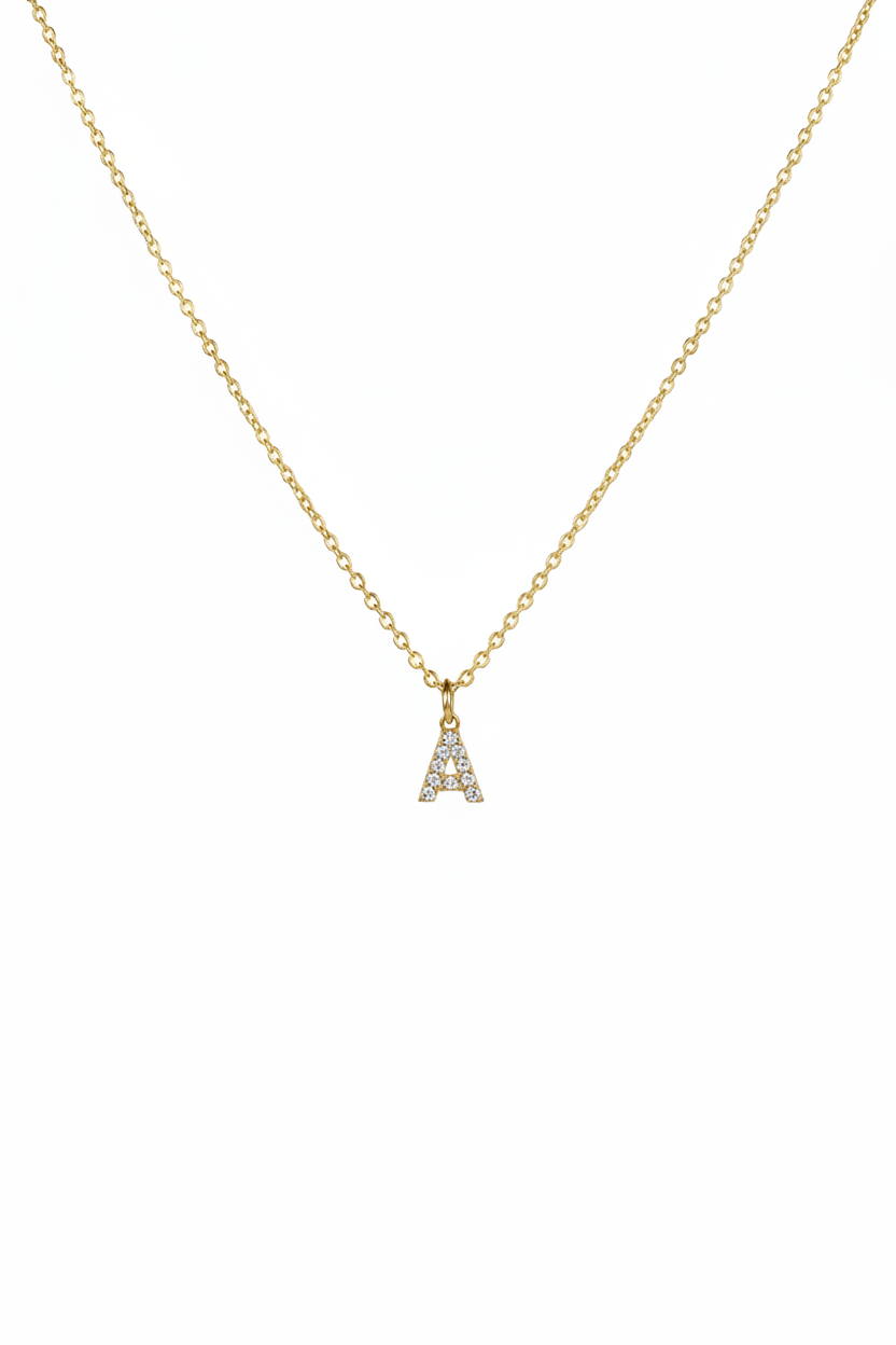 Diamond Initial Necklace - A