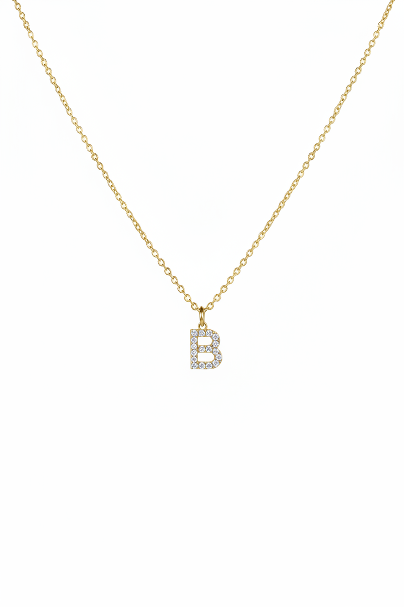 Diamond Initial Necklace - B