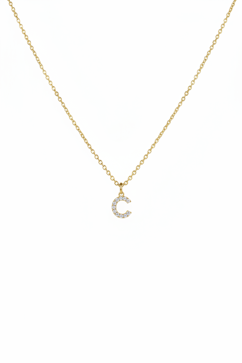 Diamond Initial Necklace - C