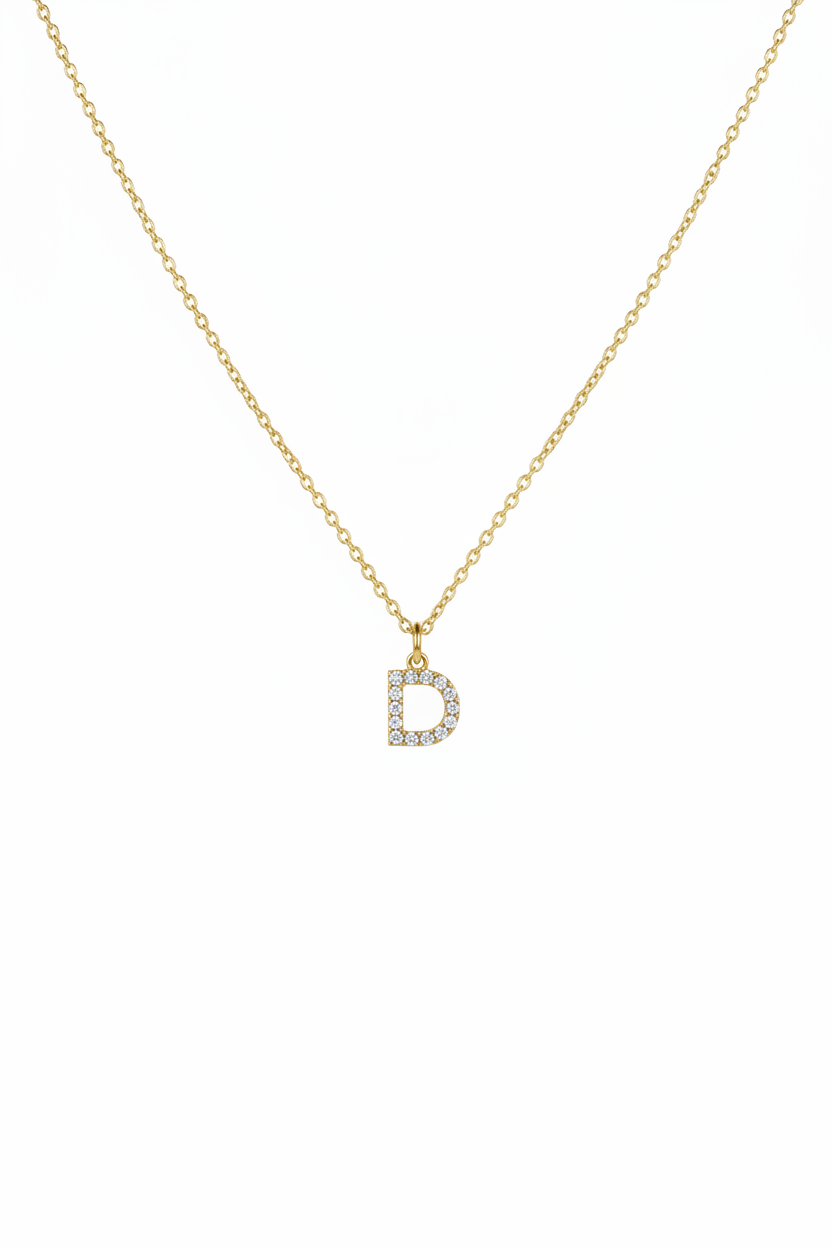 Diamond Initial Necklace - D
