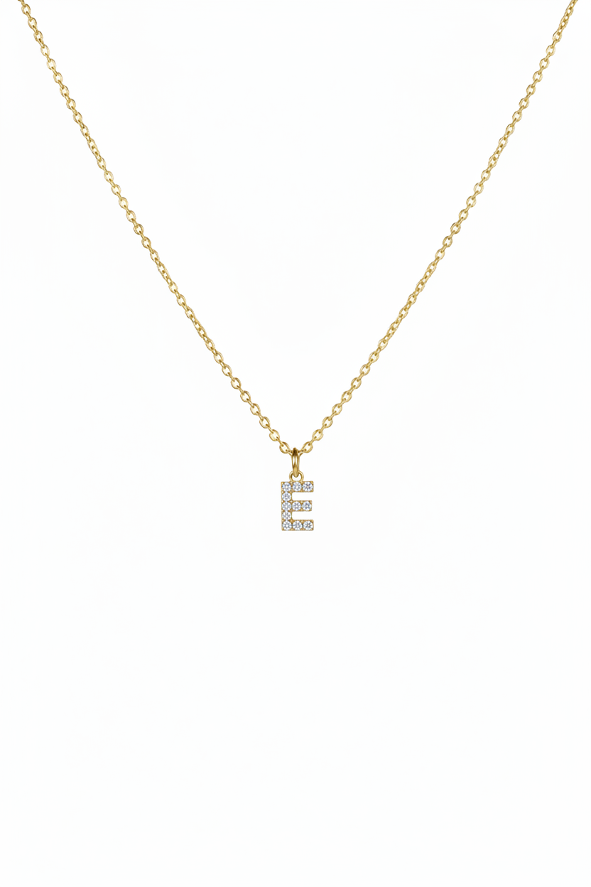 Diamond Initial Necklace - E