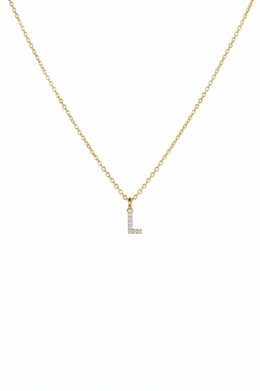 Diamond Initial Necklace - L