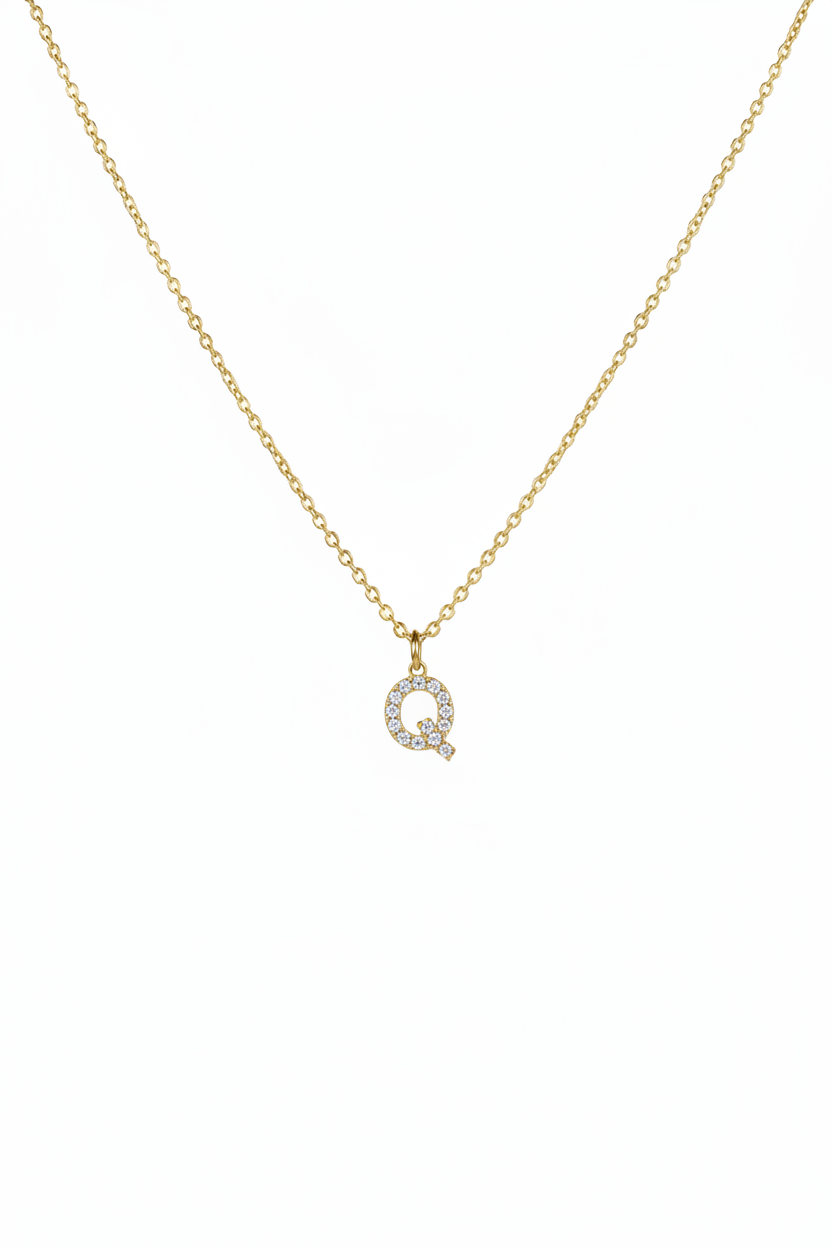Diamond Initial Necklace - Q