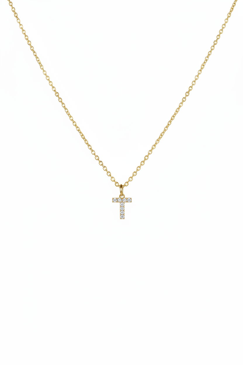 Diamond Initial Necklace - T