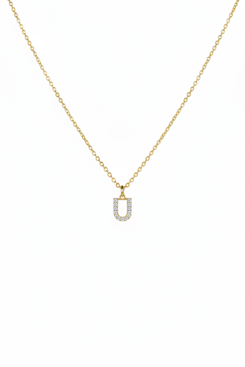 Diamond Initial Necklace - U