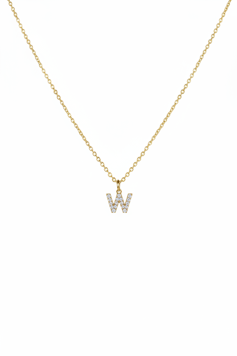 Diamond Initial Necklace - W