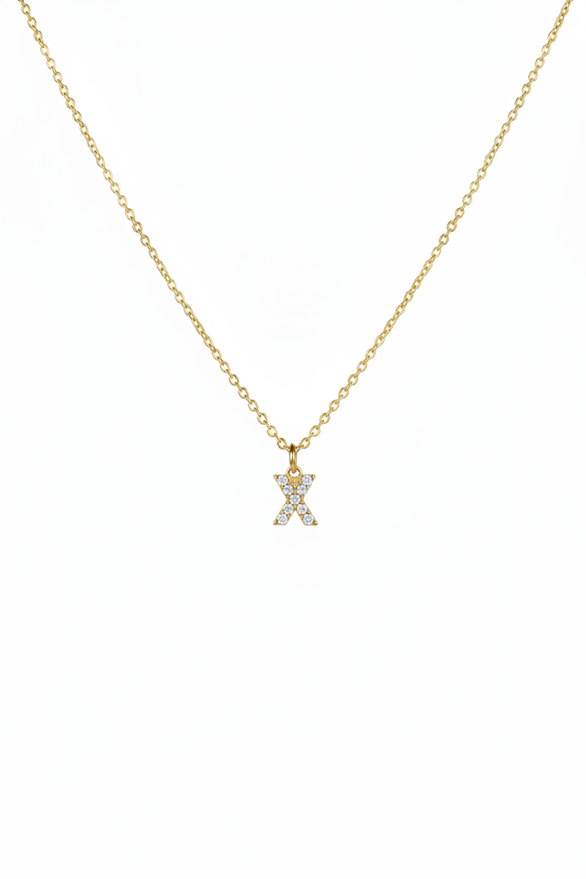 Diamond Initial Necklace - X