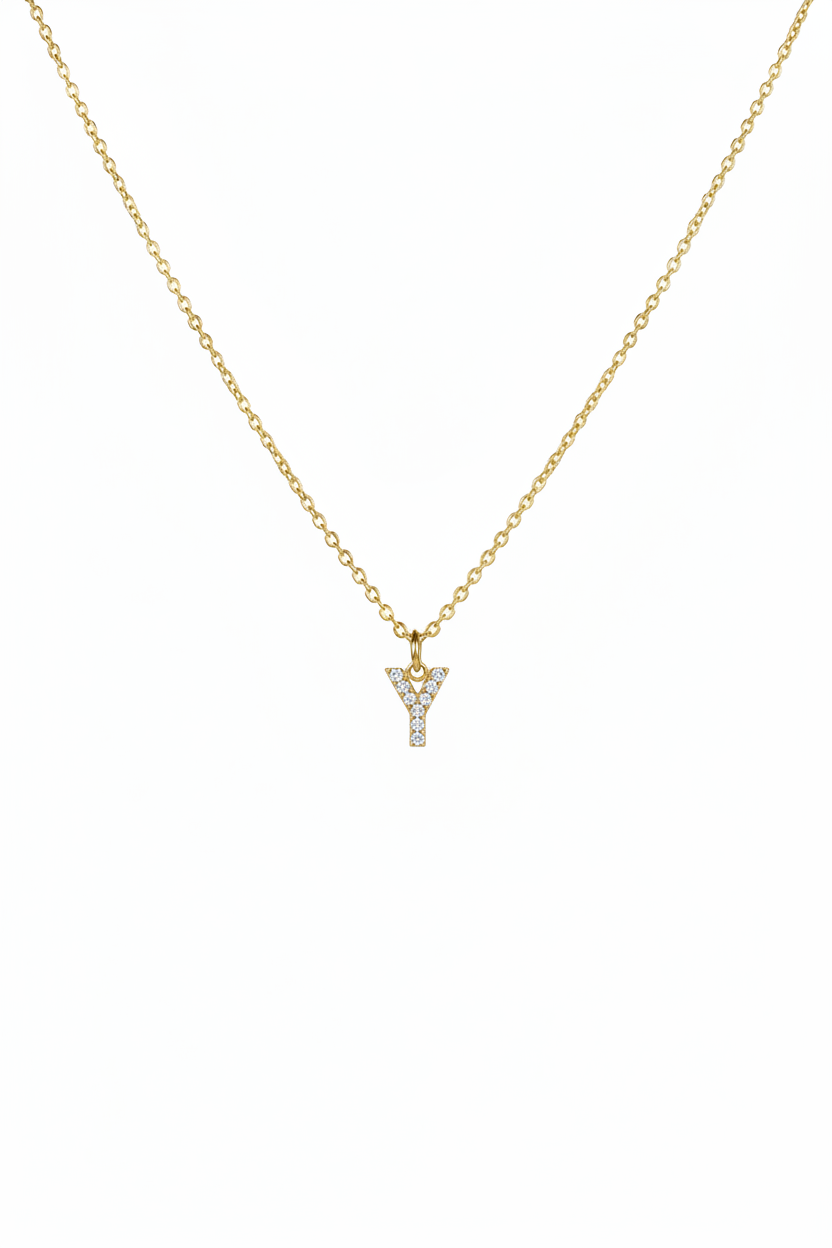 Diamond Initial Necklace - Y
