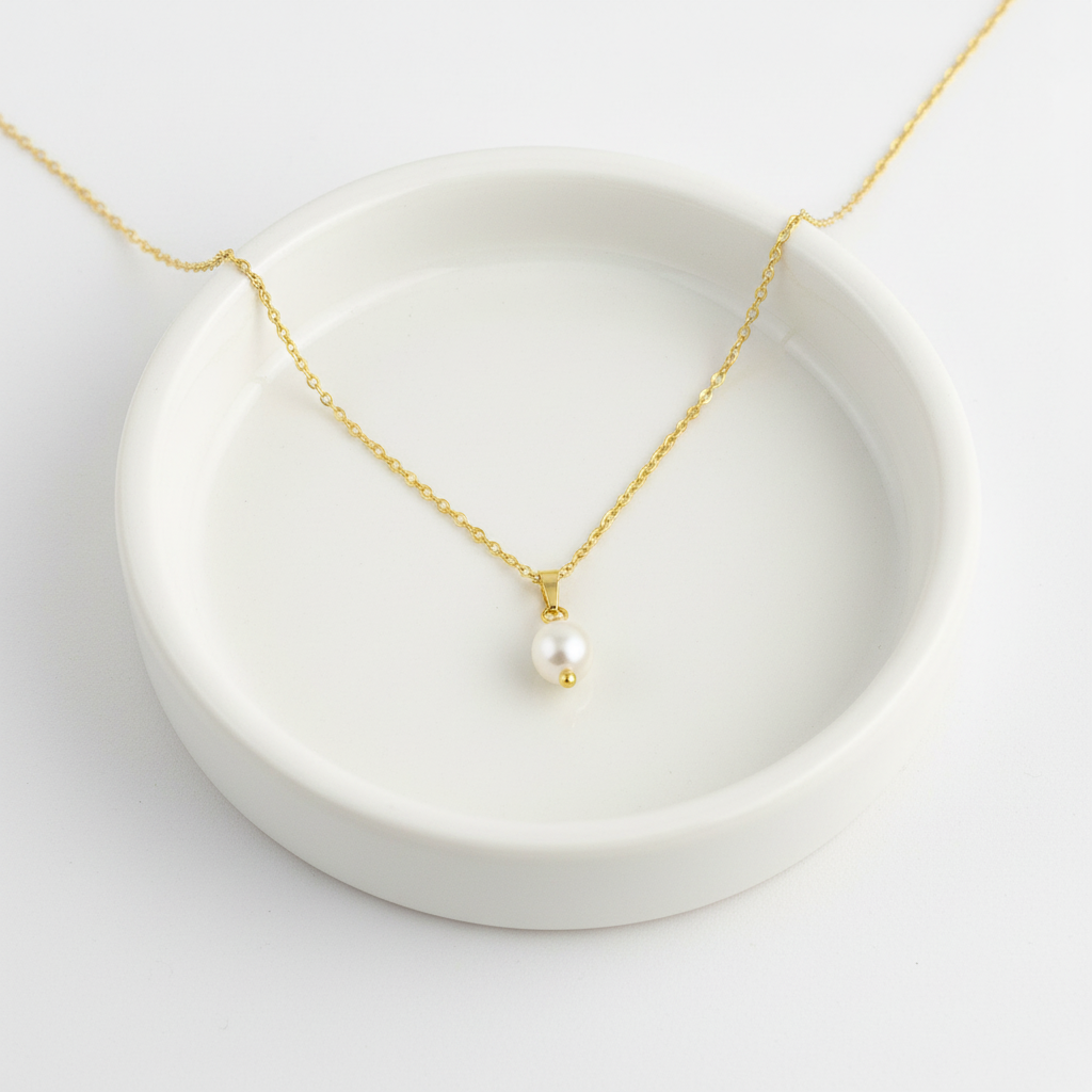 Freshwater Pearl Pendant Necklace|18k Gold Plated Chain|Bridal Gift|