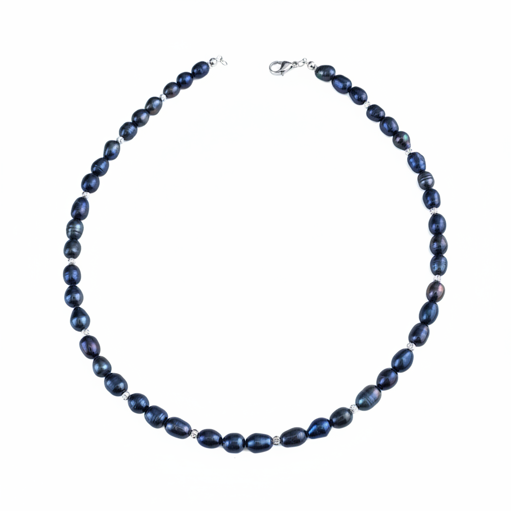Black Freshwater Pearl Necklace – Sterling Silver