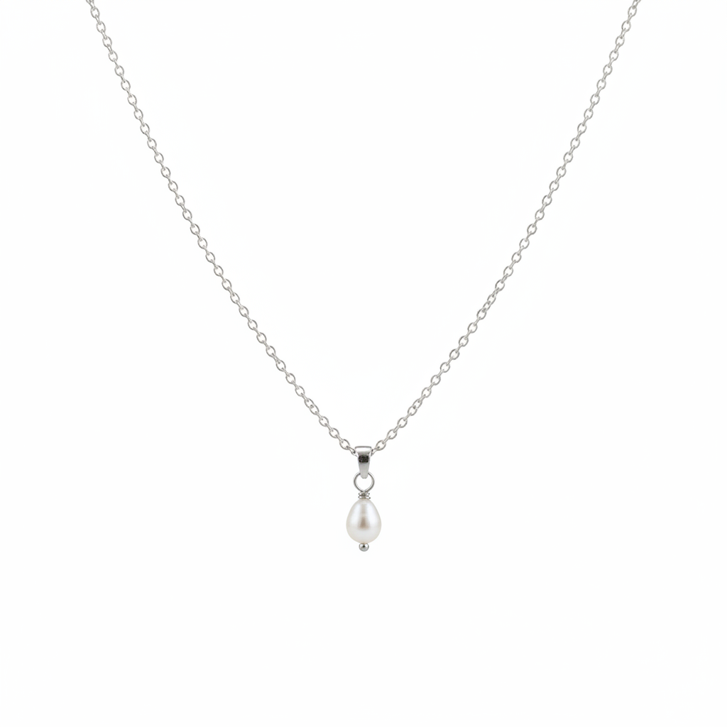 Freshwater Pearl Pendant Necklace – Pure White Background