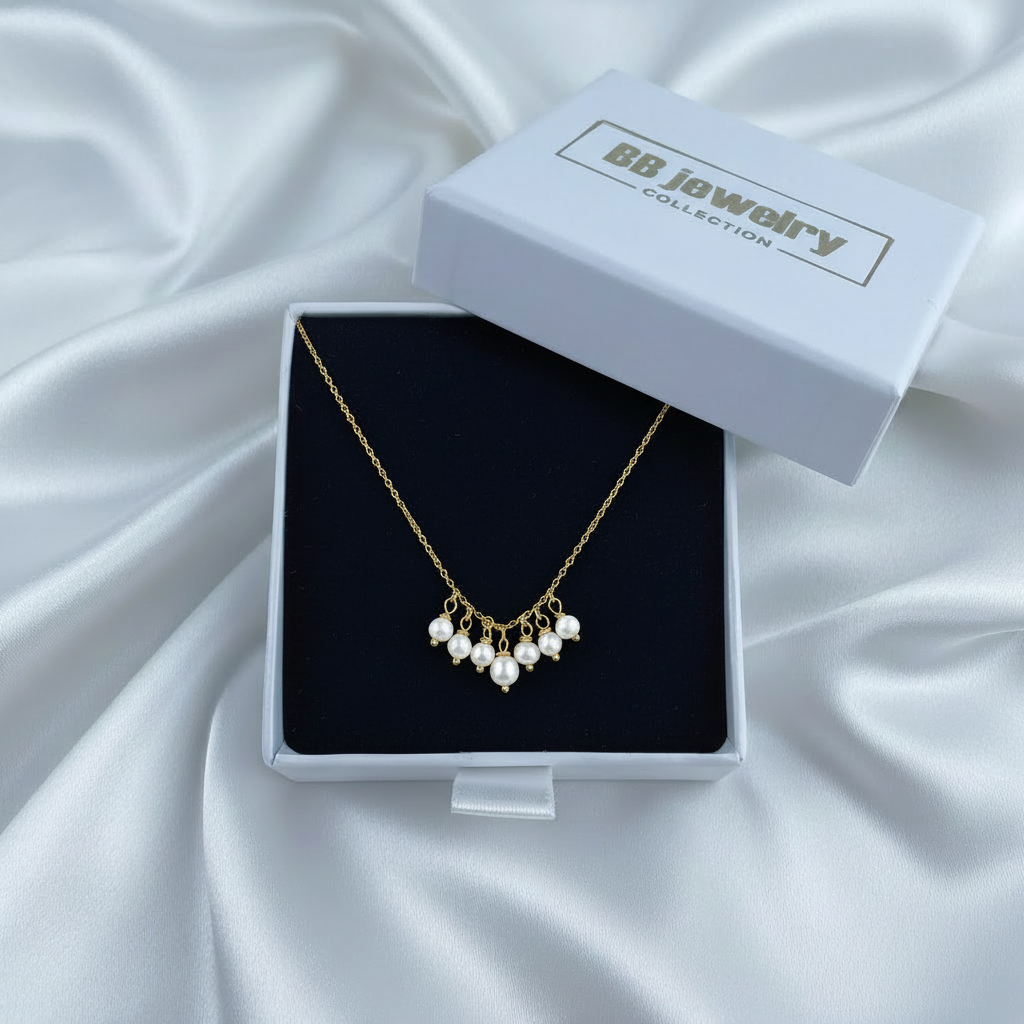 Classic Freshwater Pearl Cluster Necklace/Bridal Jewelry/Gift for Her.
