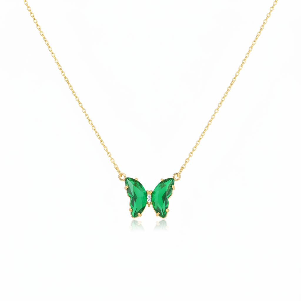 Crystal Blinky Butterfly Necklace | Gold Chain | 5 Colors