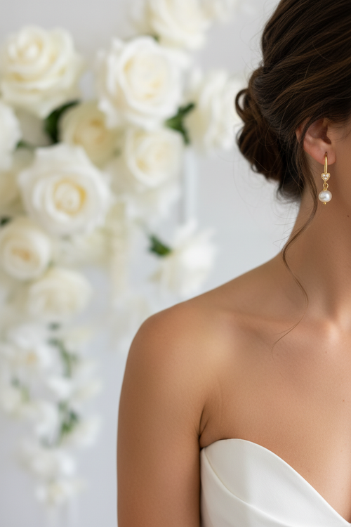 Heart Pearl Hoops – Bridal