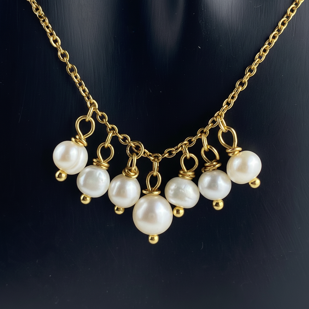 Classic Freshwater Pearl Cluster Necklace/Bridal Jewelry/Gift for Her.