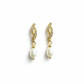 Pearl Drop Earrings with Crystal Gold Hoops Professional Listing