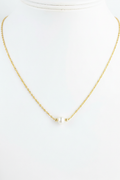 Pearl Gold Chain Necklace - White Background