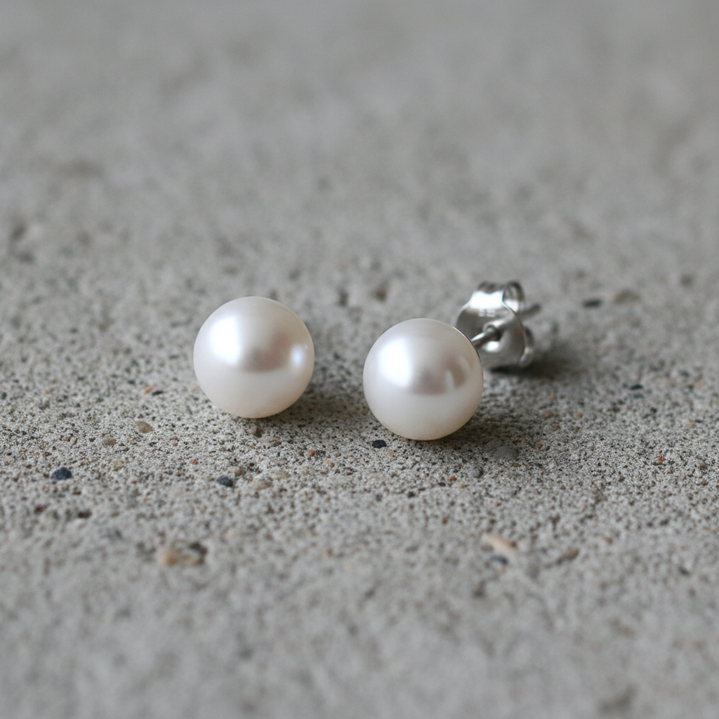 Freshwater Pearl Stud Earrings – Silver Sterling 925