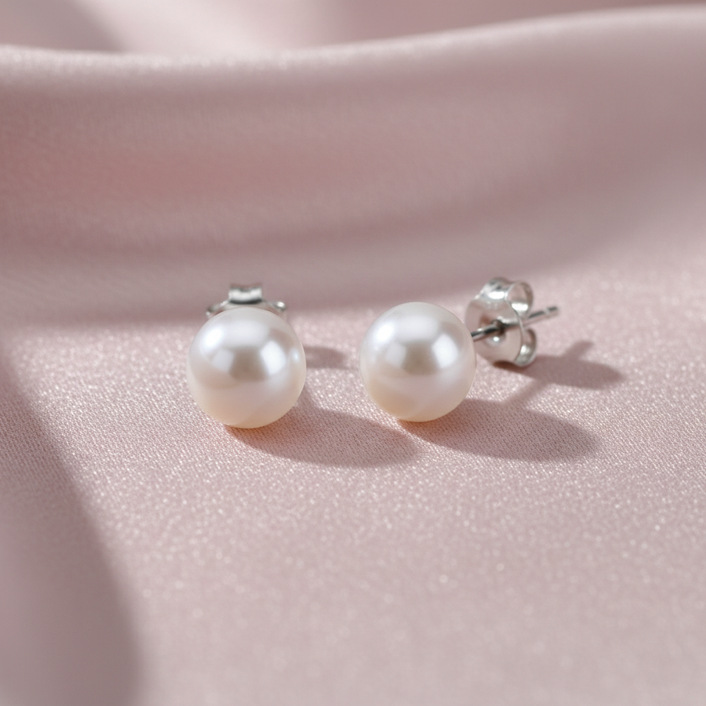 Freshwater Pearl Stud Earrings – Silver Sterling 925