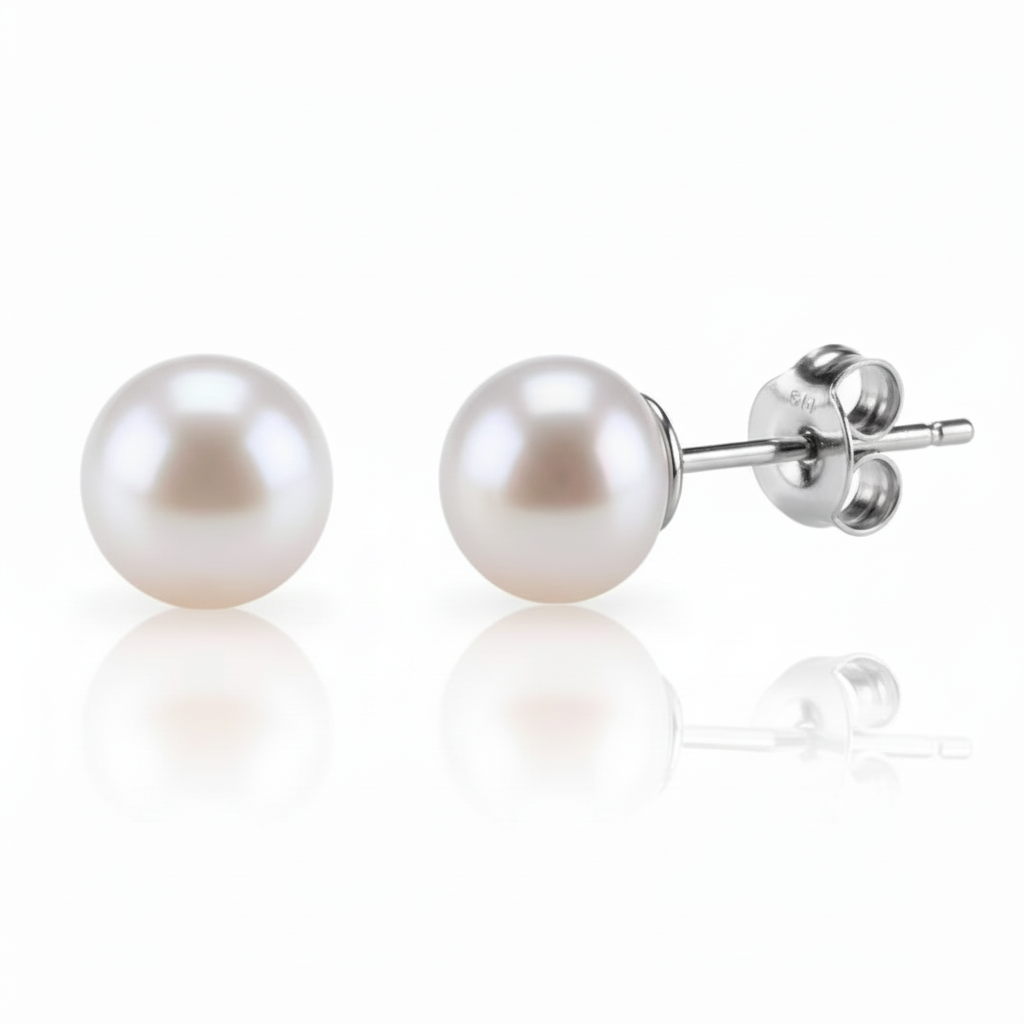 Freshwater Pearl Stud Earrings – Silver Sterling 925