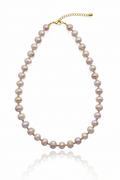 Lavender Freshwater Pearl Necklace with Gold Accents