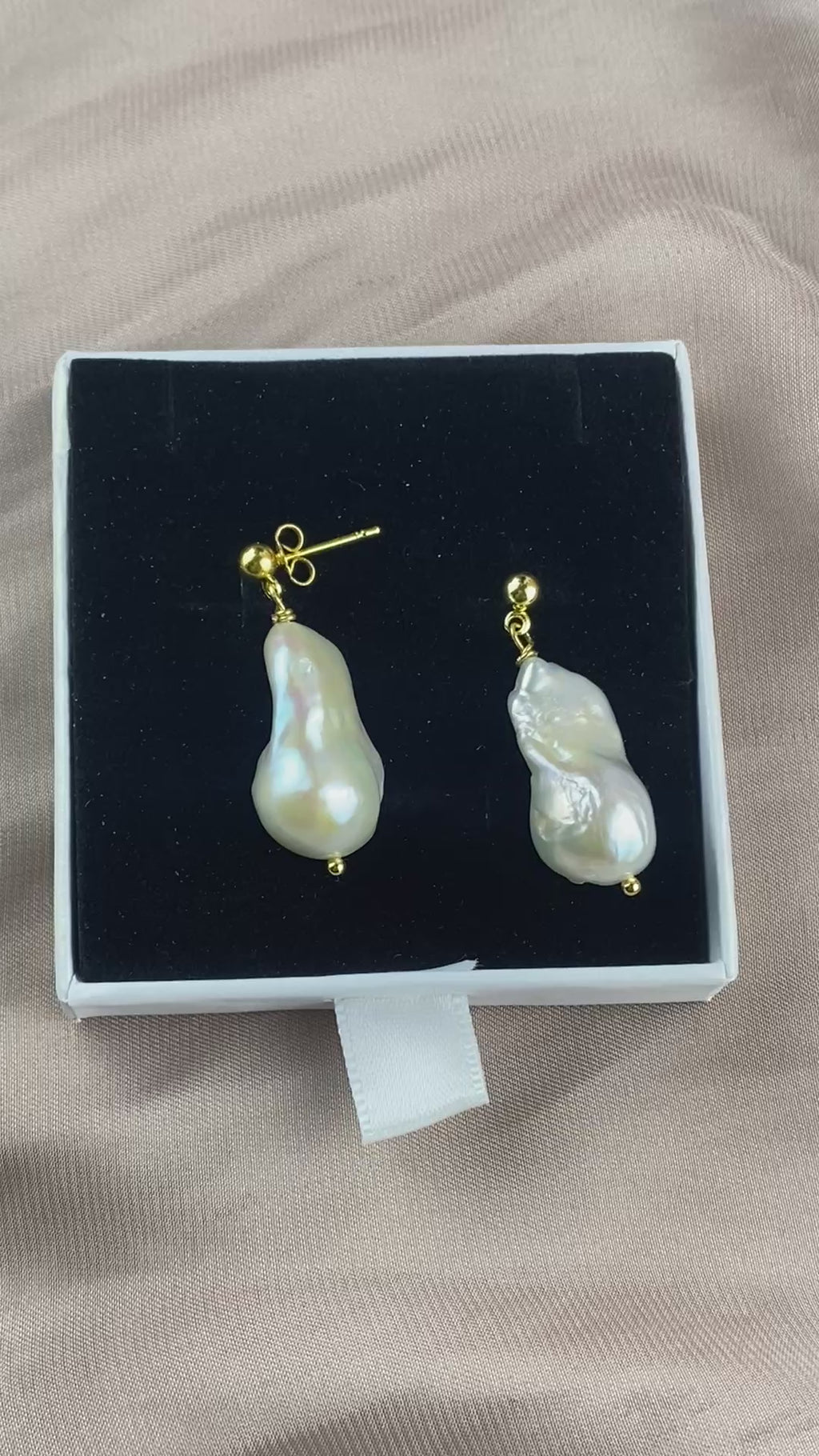 Baroque Pearl Drop Earrings | 18k Gold Plated |925 Sterling Silver | Large Freshwater Pearl
