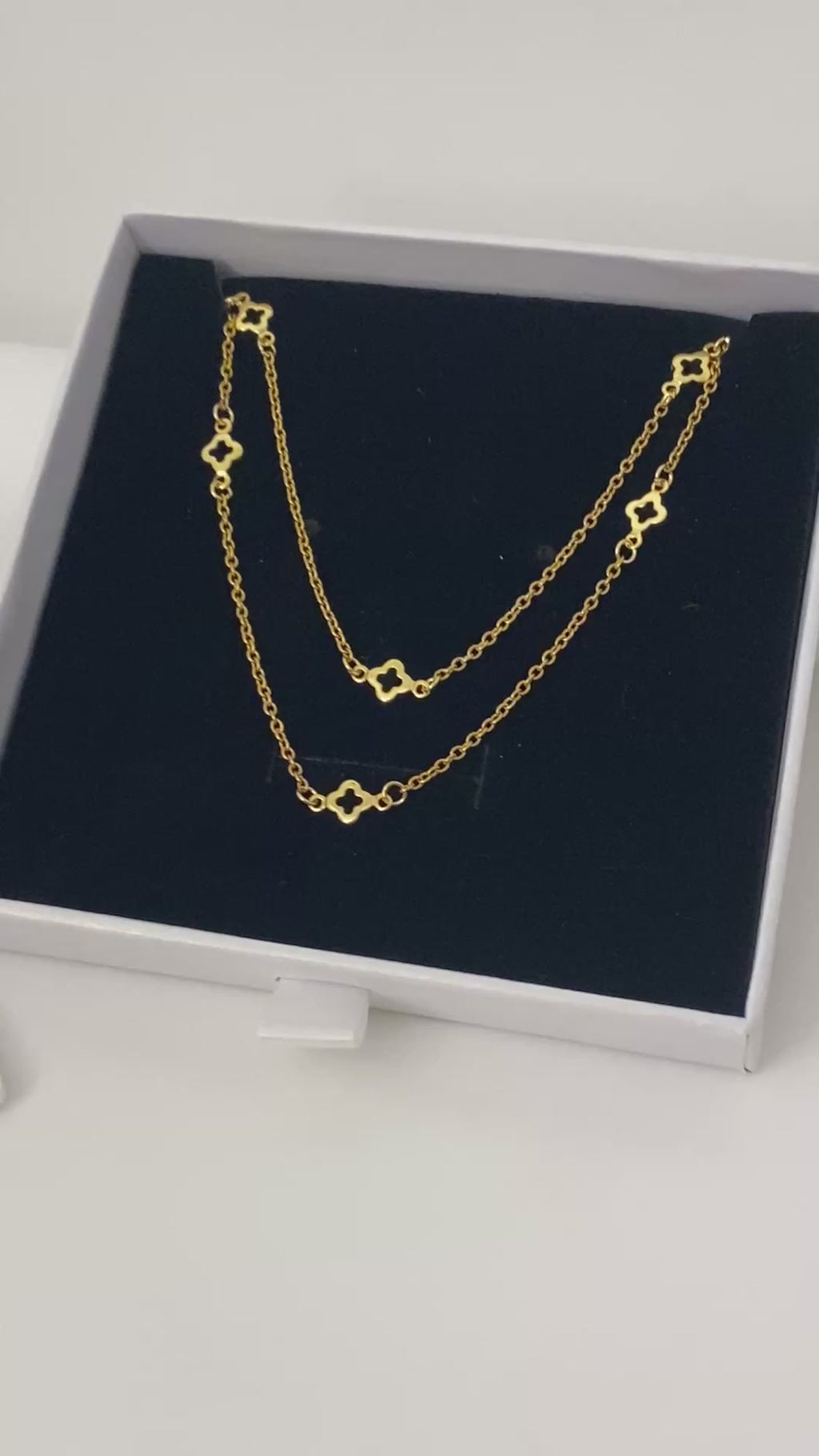 Gold Clover Station Necklace & Bracelet Set|18K Gold Plated Jewelry| Versatile Jewelry |