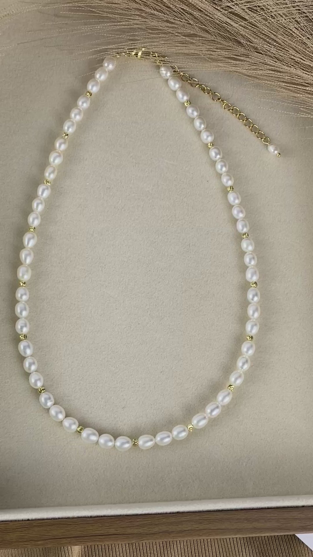 Freshwater Pearl Necklace with Gold Accents | 5-6mm| Wedding Necklace.
