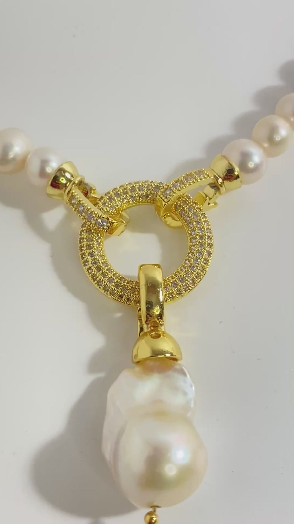 Freshwater Pearl Necklace with Baroque Pendant & 18K Gold Plated Clasp