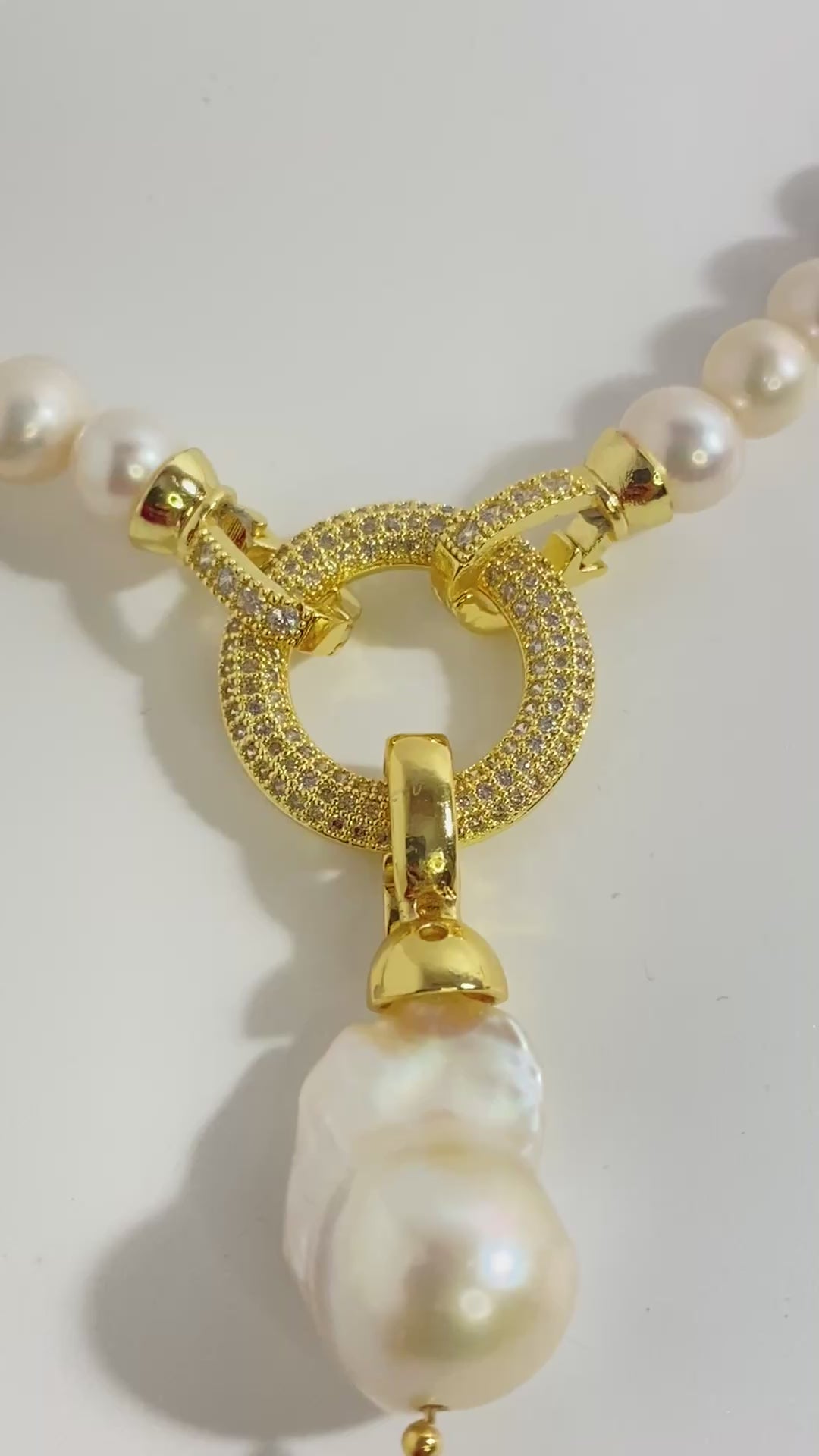 Freshwater Pearl Necklace with Baroque Pendant & 18K Gold Plated Clasp