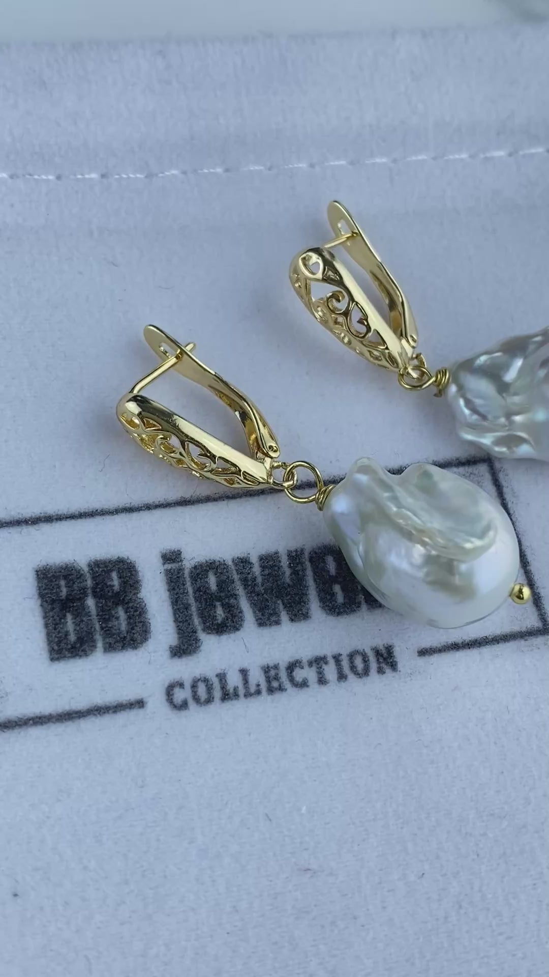 Baroque Pearl Drop Earrings | 18K Gold Plated Filigree | Bridal Statement Earrings