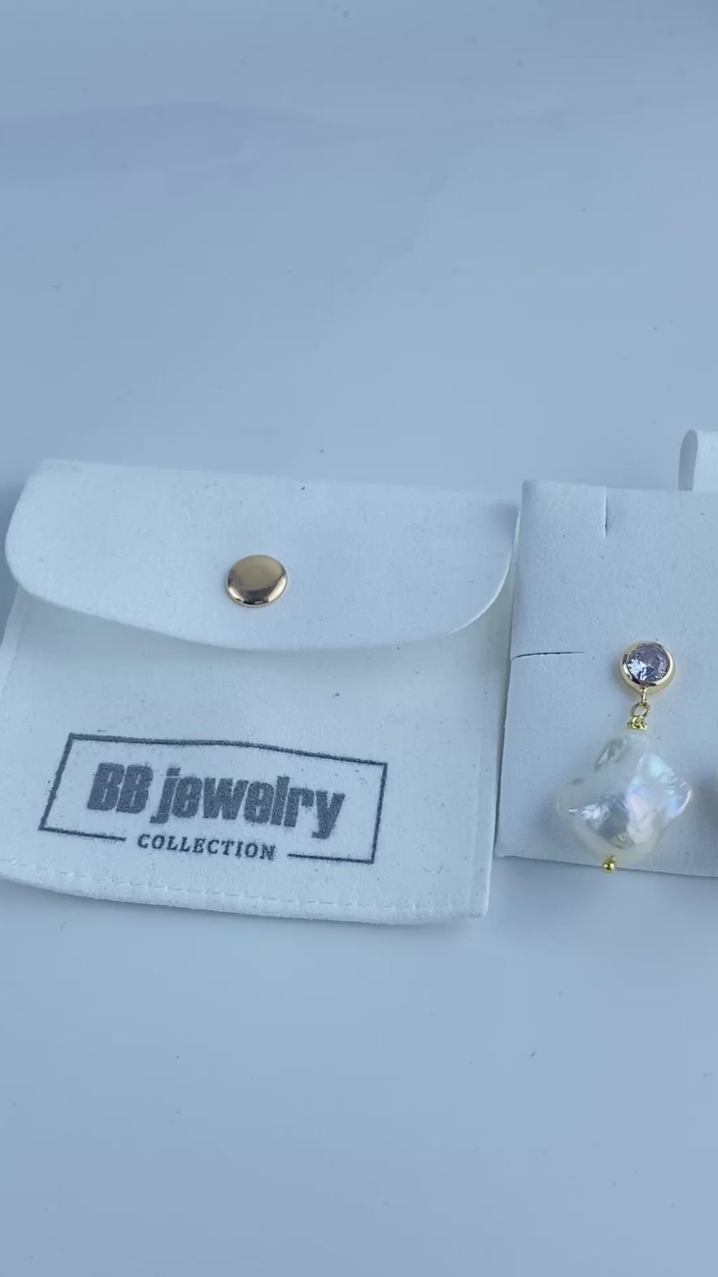 Baroque Pearl Drop Earrings | 14k Gold Crystal Bezel Stud | Freshwater Pearl