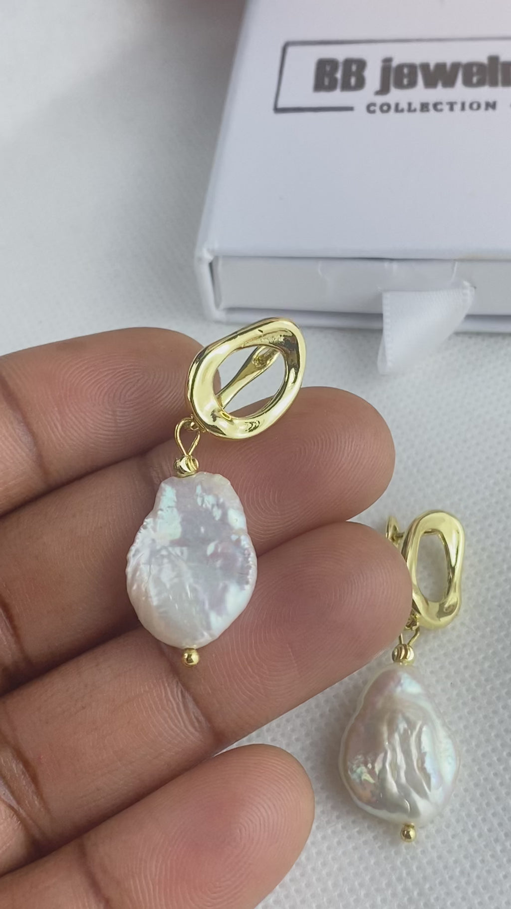 Baroque Pearl Drop Earrings | Bold Gold Organic Hoop | Freshwater Pearl