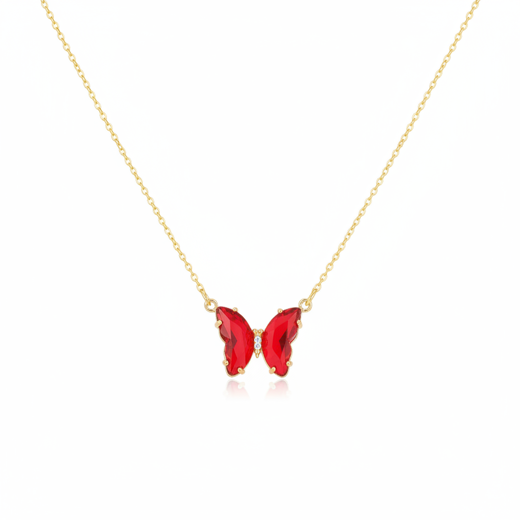 Crystal Blinky Butterfly Necklace | Gold Chain | 5 Colors