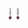 Red Heart Crystal Huggie Earrings | CZ Pavé Silver Hoops | Sterling Silver