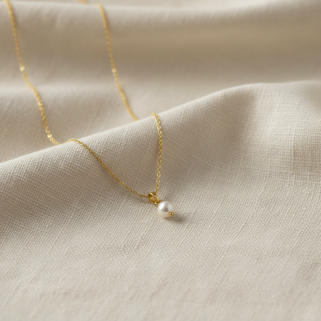 Single Pearl Pendant Necklace/Bridal/Bridesmaid Minimalist Jewelry|18k gold plated|