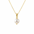 Single Pearl Pendant Necklace/Bridal/Bridesmaid Minimalist Jewelry|18k gold plated|