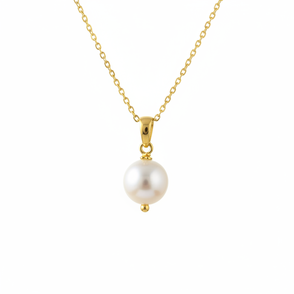 Single Pearl Pendant Necklace/Bridal/Bridesmaid Minimalist Jewelry|18k gold plated|