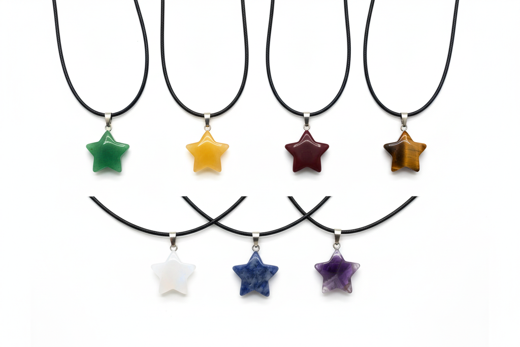 Gemstone Star Pendant Necklace | Natural Crystal Star Necklace